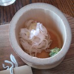 遊の丘 - 十割手打ちそば＋ドリンク＋デザート付￥1100の薬味（本山葵、晒し刻み葱）（H25.11.1撮影）