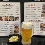 Guriru Izakaya Kiyose - 生ビールとお通しです。