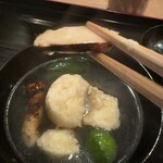 茜坂大沼 - 青森の松茸、ホタテ真薯、柚子の皮の香り