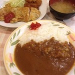 キッチンニュー早苗 - 日替り定食（ポークピカタ、帆立フライ）カレーライス