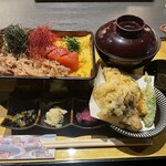 和牛めんたい 神楽 - 和牛明太重　三種天ぷらセット