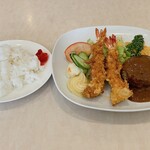 象屋 - エビフライとハンバーグのコンビ、ライス