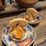 動悸 - フォアグラを超えた！鶏白レバーとあんぽ柿の最中