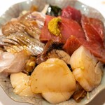 うを徳 - 2023.10 ちらし（本鮪、ホタテ貝、鰹、厚岸産鰯、真鯛、干瓢）