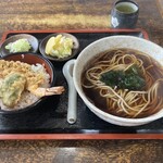 吾平庵 - 丼物は全てセットに出来るとの事、かけセット（天丼）を食べました。