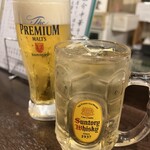 Kanamachi Seimen - 神泡のザ･プレミアム･モルツ480円と角ハイボール450円