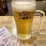 立呑み処 くら - 「生ビール」キリン一番搾り400円也。