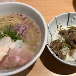 蛤麺しちり - 蛤麺、しぐれ煮ご飯