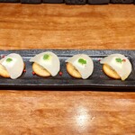 Homemade smoked fish and cream cheese canapes