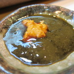 寿司栄 - ウニと鮑の肝のタレと共に