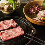 Yogan-yaki (roasted on a hot stone) domestic wagyu beef and wild game (for 1 person)