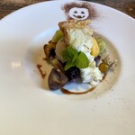 イタリア料理　ラ・フォルケッタ - 美原産ブルーベリーのクラフティ　カプチーノジェラートと