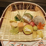 懐食　春慶　 - 八寸・太刀魚の棒寿司、鬼あさりのバター焼き等