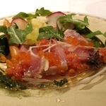 リストランテ ペガソ - Oct, 2013　余市産天然ブリの軽いスモークとイクラ、色々な野菜のマリネ