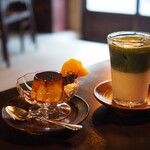 物華 - 料理写真:かぼちゃのプリンと抹茶ラテ（ice）