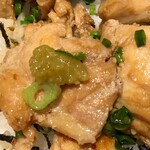 やよい軒 - 3.薬味の柚子胡椒を付けて