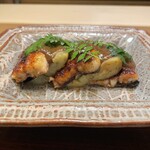 山﨑 - 鰻と揚げ茄子の炭焼き、実山椒のペースト