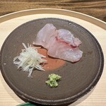温石 - ❹焼津産はたのお造り、馬鈴薯の酢漬け