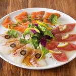 Assortment of 3 types of carpaccio of the day