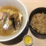 麺屋一燈 - 松茸そば＋帆立貝柱のバター醤油炊き込みご飯