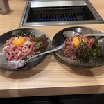 Shokudouen - タンユッケとモモ肉の炙りユッケ
