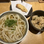 うどんや 匠 - 231030月　大阪　うどんや 匠　日替わり定食かけうどん950円とり天、山菜ごはん