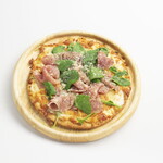 Prosciutto and Jimami island vegetable pizza