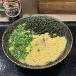 Honkakuha Hakata Udon Hasida Taikiti - かけうどん¥600、岩のり¥100、卵とじ¥150