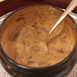 トゥ・ラ・ジョア - ”もち麦と豆乳のスープ” を掻き混ぜます　(2013/10)