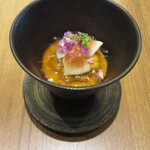 Derire - カリフラワーのプリン コンソメのジュレ 北海道のウニ 兵庫県のイチジク