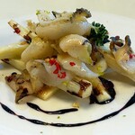 プレスキル - アワビのソテーとマコモダケ　バルサミコのジュ