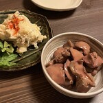 焼鳥 酉たけ - レバ醤油漬け&ポテサラ