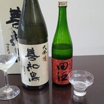 日本料理 TOBIUME - ⑰善知鳥(うとう)　大吟醸　山田錦(青森)
      米品種:山田錦、精米歩合:40%
      ⑱田酒　純米吟醸　百四拾　紅葉ラベル(青森)
      米品種:青森県産華想い、精米歩合:50%