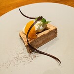 Risutorante Kasa Setouchi - チョコレートのセミフレッド/ラム酒香るシャンティ※と共に→※ホイップしたクリームが最高でした。