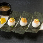 卷壽司天婦羅飯團 (附味增湯、醬菜)