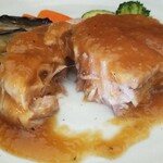 キッチン ブルー グローブ - 豚肩ロースポシェの断面