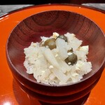 ななにん - 源助大根とむかごの土鍋ご飯 宇佐もっと幸せ米