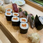栄寿司 - 白エビ、イワシ、マグロ、山牛蒡巻き