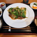 Kazeno Uta - ママの台所定番定食　チンゲン菜と竹の子と牛肉炒め