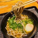 驛麺家 - 玉子そば(税込390円)
            蕎麦と言うものの小麦粉の配合が多めな駅蕎麦らしい香りもコシも超控えめな麺
            ササッとお腹を満たすのがファーストミッションな駅蕎麦らしい味わいでした