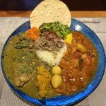 はな遊 - ◆ 3種かけ 1,500円/税込
・ほうれん草とカスリメティのチキンカレー
・豚とローズマリーのトマトカレー
・レモン香るグリーンカレーキーマ