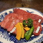 七輪焼肉 楽しいら - 本日の和牛３種盛り  リブマキ･カイノミ･クリ