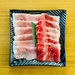松阪豬肉&黑毛和牛紅肉80克