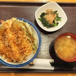 天丼てんや - 天丼（大盛）+ほうれん草のおひたし