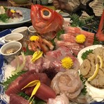 稲取銀水荘 - ある日の金目鯛の大皿刺身ー