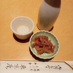 Nihonsoba Toukyouan - 日本酒（燗）、お通し