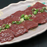 Thinly sliced fresh grilled liver