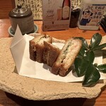 魚料理 ろっこん - えびパンチーズ　コレはコレで美味いけどチーズの味に海老が負けてるのが残念。海老の強調をもっとすると◎