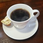 キッチン ブルー グローブ - ホットコーヒーのアップ