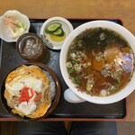 Ojimaya - Aランチ　半ラーメン　かつ丼　大盛